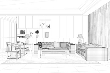 CAD-Modell von Wohnzimmer im Raumplaner