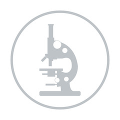 Stylized vector icon of microscope. Laboratory equipment symbol.