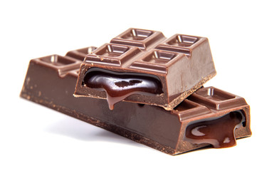 Chocolate candies isolated on white background.