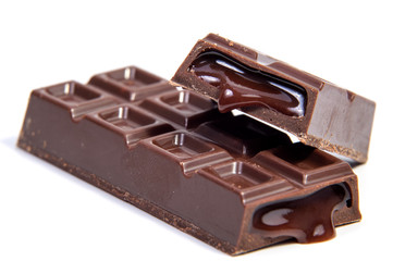 Chocolate candies isolated on white background.