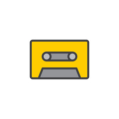 Obraz premium Audio cassette line icon, filled outline vector sign, linear colorful pictogram isolated on white. Symbol, logo illustration. Editable stroke. Pixel perfect