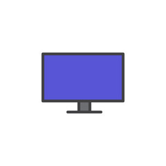 Flat Screen TV line icon, filled outline vector sign, linear colorful pictogram isolated on white. Symbol, logo illustration. Editable stroke. Pixel perfect