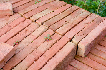  Stack of reclaimed bricks ready to be sold as second hand