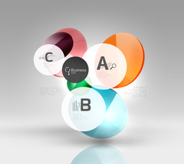 Shiny circles with text in 3d space