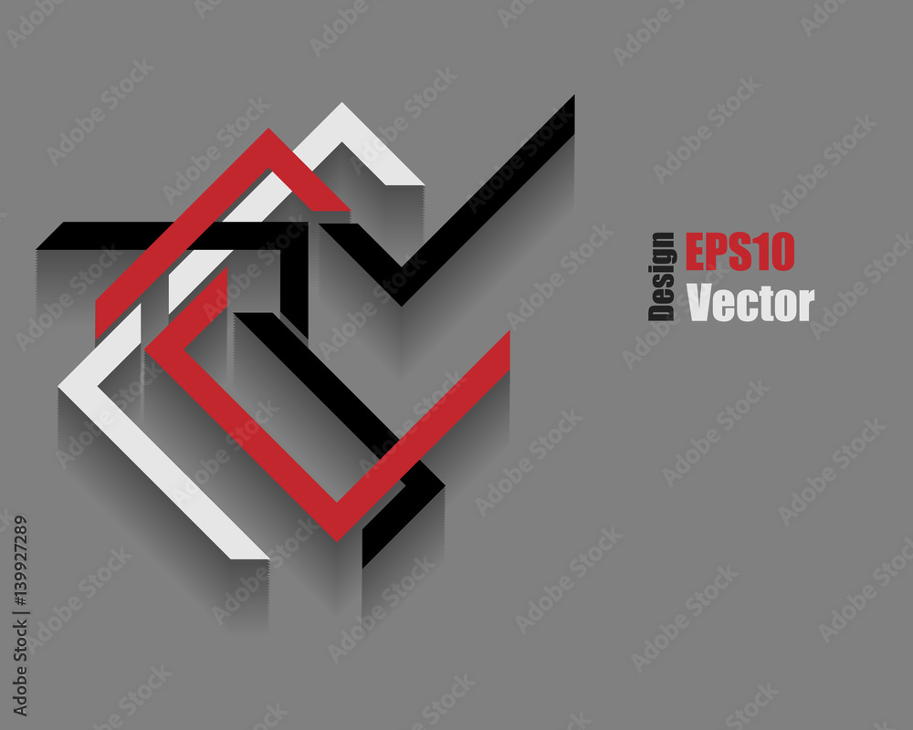 Poster vector colorful abstract design element with shadow over grey background. eps10