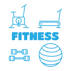 Fitness gym exercise equipment. Fitness vector icons