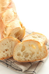 french bread on white background
