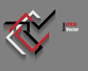 Vector colorful abstract design element with shadow over grey background. Eps10