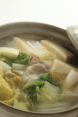 Japanese food, tofu and pork hot pot