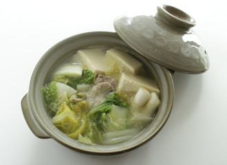 Japanese food, tofu and pork hot pot