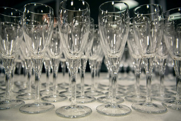 Wine glasses in restaurant