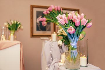 Tulips decoration in interior