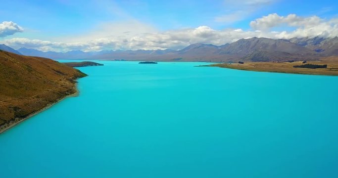 Aerial view of Beautiful Lake Tekapo, NewZealand