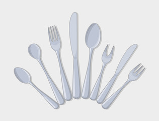 Cutlery set icons fork spoon usual than Vector Illustration