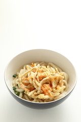Burdock tempura and udon noodles