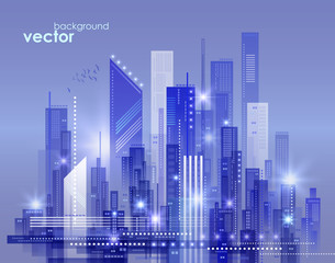 Fototapeta na wymiar Night city skyline, vector illustration