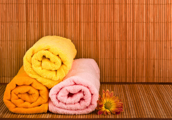 Obraz na płótnie Canvas Spa style Towel with Bamboo