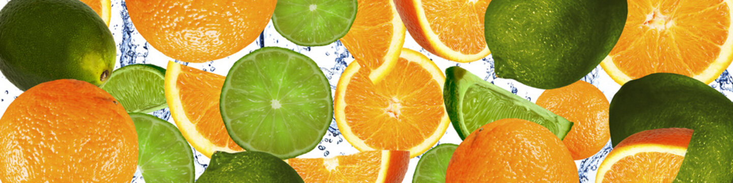 Oranges and limes in the water