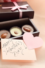 homemade chocolate with hand written Valentine's day card