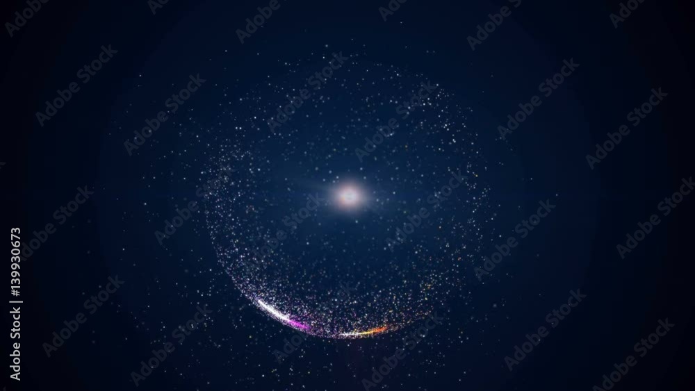 Poster abstract background with circular shape formed of small particles. light ray effect, uhd 4k 3840x216