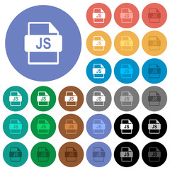 Fototapeta na wymiar JS file format round flat multi colored icons