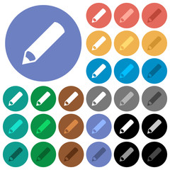 Pencil round flat multi colored icons