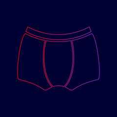 Man`s underwear sign. Vector. Line icon with gradient from red to violet colors on dark blue background.