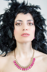 girl in a wig from feathers