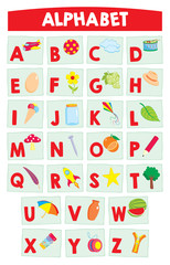 Cartoon alphabet for kids &ndash; education poster. Learn alphabet letters
