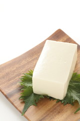 Tofu on Shiso for asian food image