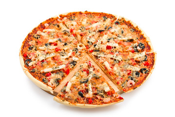 Pizza with the cut off slice