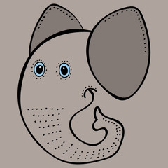 Elephant cute funny cartoon head