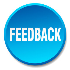 feedback blue round flat isolated push button
