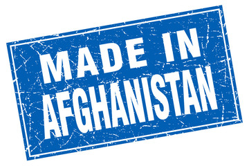 Afghanistan blue square grunge made in stamp