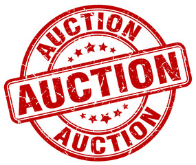 auction red grunge round vintage rubber stamp