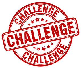 challenge red grunge round vintage rubber stamp