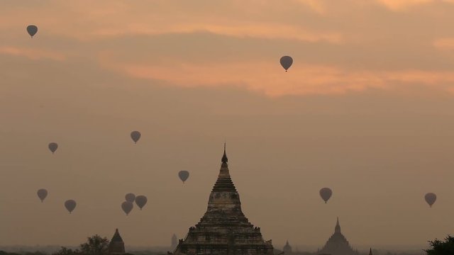 Myanmar in sunrise morning time at Old Bagan Mandalay Myanmar 