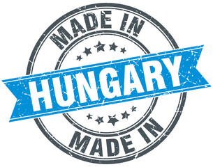 made in Hungary blue round vintage stamp