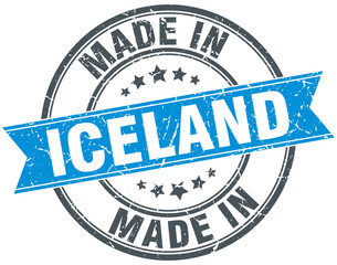 made in Iceland blue round vintage stamp
