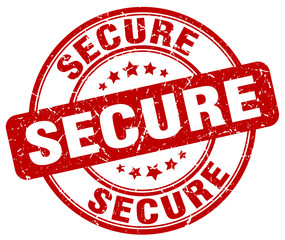 secure red grunge round vintage rubber stamp