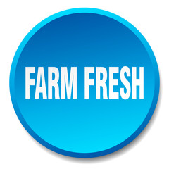 farm fresh blue round flat isolated push button