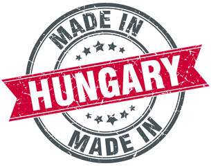 made in Hungary red round vintage stamp