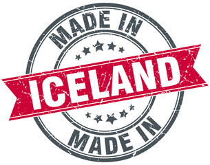 made in Iceland red round vintage stamp