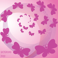 Flying pink butterflies. Abstract background design for greeting cards, screen savers, banners, presentations