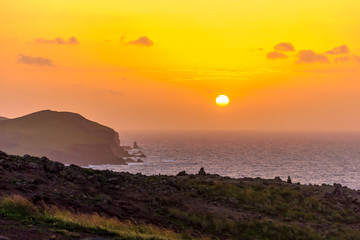 sunrise at sea in the Atlantic Ocean on the island of Madeira