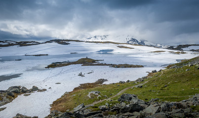 Snowy mountain plateau, Sognefjellet, Norway