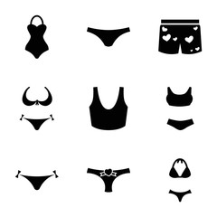 Set of 9 lingerie filled icons