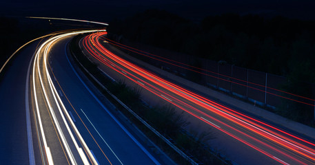 Long Exposure of Car Lights on Motorway at Night © AVTG