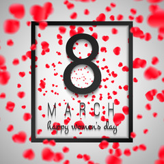 Background, Card International Women's Day with red hearts