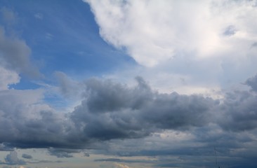 Obraz premium blue sky with big cloud and raincloud, art of nature beautiful
